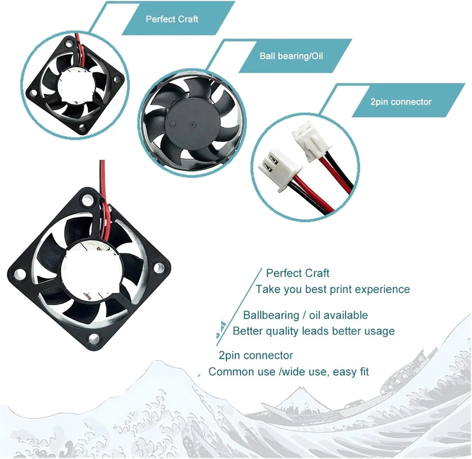 فن توربو رادیال دمنده پرینتر سه بعدی DC 5V/12V/24V خنک کننده CPU کامپیوتر 4010 فن خنک کننده 40 * 40 * 10mm فن اگزوز برای تهویه (بلبرینگ دوتایی 12 ولت)
