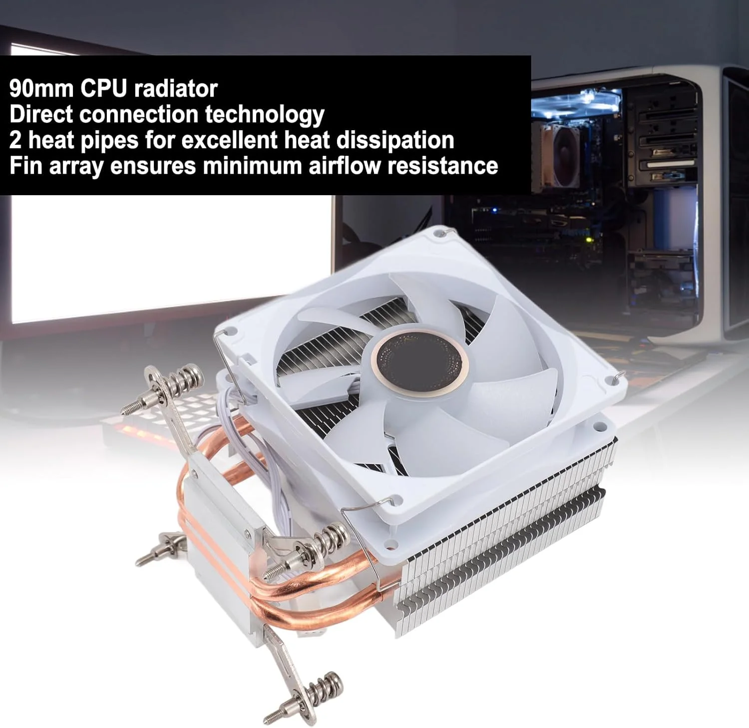 خنک کننده پردازنده (CPU) با نورهای رنگی 9 سانتیمتری، 2 لوله حرارتی مسی، فن تکی 3 سیمه و براکت برای سوکتهای 775، 1150، 1151، 1155، 1156، 1200، مناسب برای علاقهمندان به بازی خنک کننده پردازنده (CPU) با نورهای رنگی 9 سانتیمتری، 2 لوله حرارتی مسی، فن تکی 3 سیمه و براکت برای سوکتهای 775، 1150، 1151، 1155، 1156، 1200، مناسب برای علاقهمندان به بازی