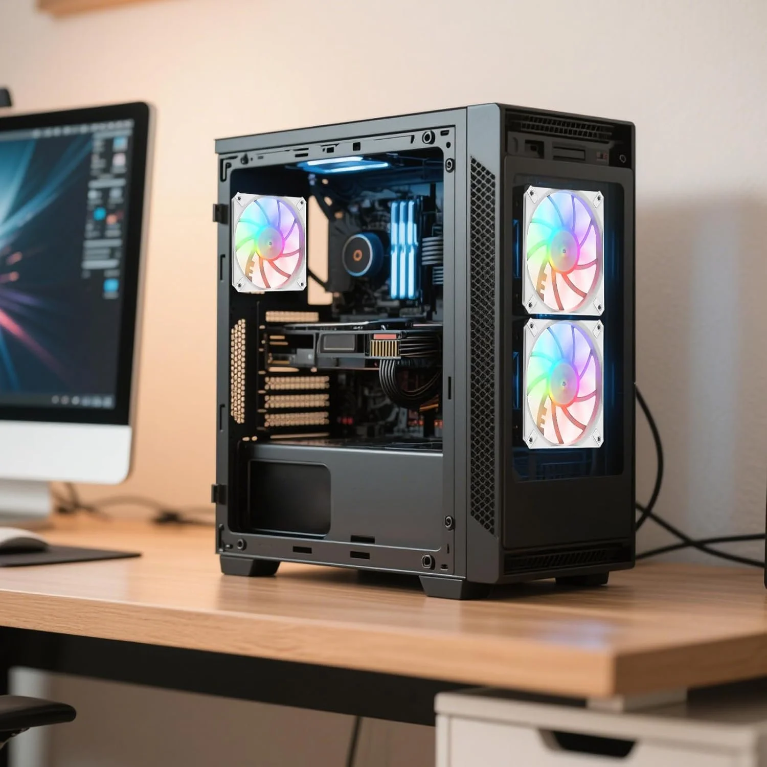 فن کامپیوتر، خنک کننده کیس | خنک کننده های باریک و بی صدای پردازنده RGB برای ساخت کامپیوتر گیمینگ در خانه و محل کار، ابزار بهینه سازی جریان هوا