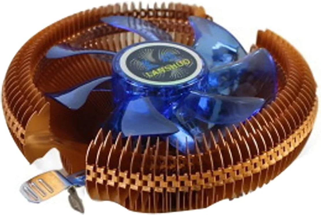 رادیاتور پردازنده، لوله حرارتی دوتایی، فن خنک کننده بی صدای پردازنده، فن خنک کننده بادی پردازنده، بلبرینگ هیدرولیک سوکت جهانی، برای AMD/Intel LGA، (طلایی و آبی) 1 عدد