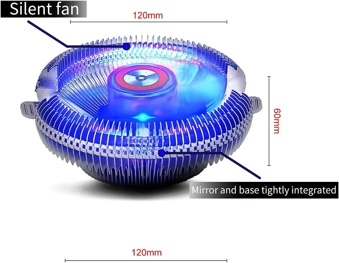 رادیاتور پردازنده، دارای لوله های حرارتی دوتایی، فن خنک کننده بی صدای پردازنده، فن خنک کننده هوای پردازنده، بلبرینگ هیدرولیک سوکت جهانی، برای AMD/Intel LGA، (آبی) 1 عدد