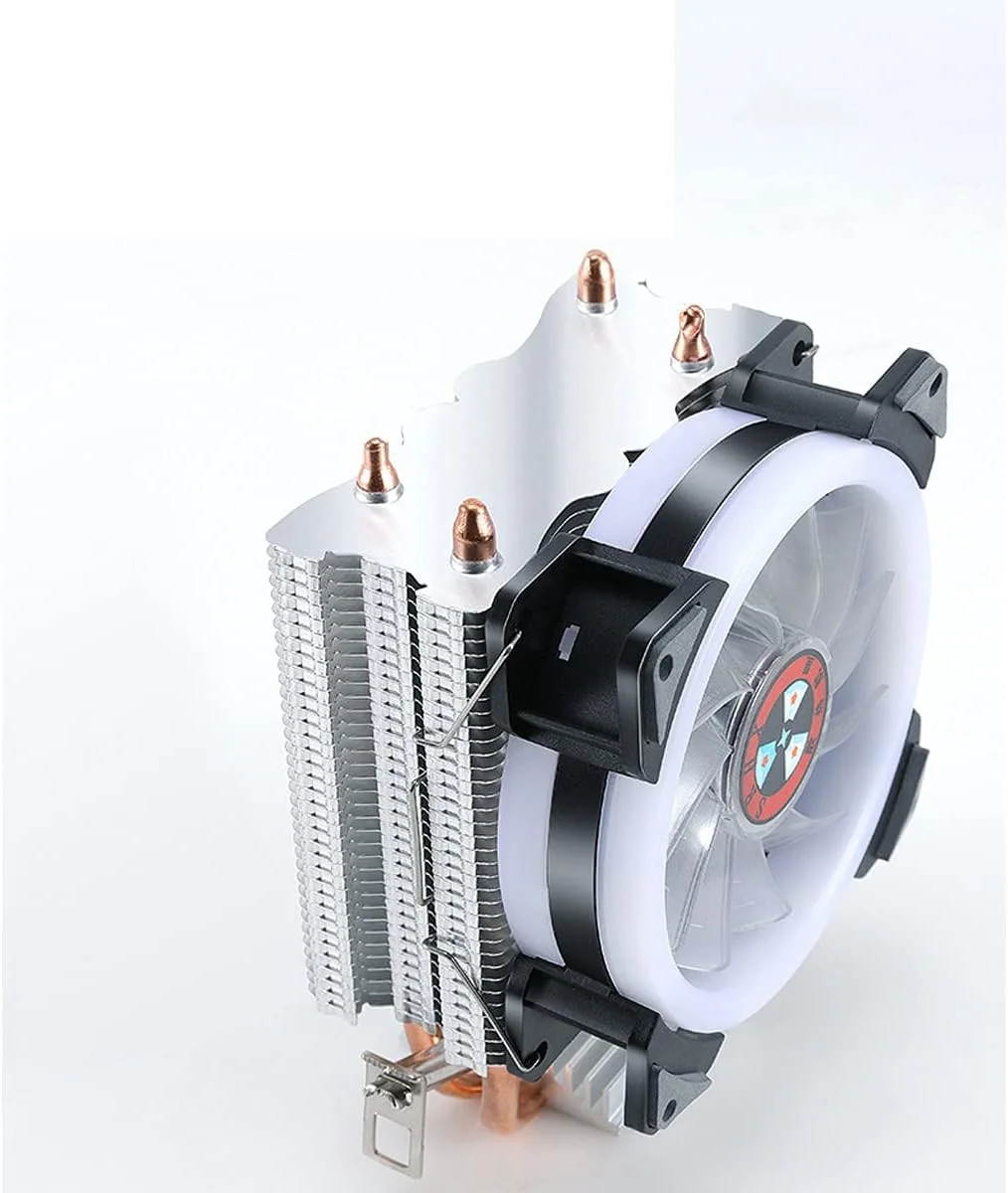رادیاتور پردازنده، لوله های حرارتی دوتایی، فن خنک کننده بی صدای پردازنده، فن خنک کننده هوای پردازنده، بلبرینگ هیدرولیک سوکت جهانی، برای AMD/Intel LGA، (نقره ای و آبی) 1 عدد
