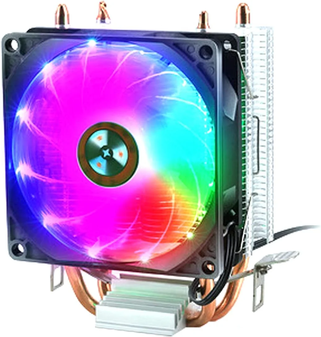 خنک کننده پردازنده، دارای دو لوله حرارتی، فن خنک کننده بی صدا، فن خنک کننده بادی پردازنده، بلبرینگ هیدرولیک سوکت جهانی، برای AMD/Intel LGA، (درخشش استریمر) 1 عدد