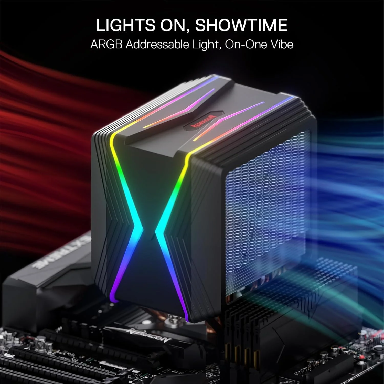 خنک کننده بادی پردازنده دو برج Redragon CC-2188، فن خنک کننده پردازنده A-RGB، نویز کم 120 میلی متری PWM، 6 لوله حرارتی هیت سینک آلومینیومی، پوشش پوسته PBT، برای Intel 1700/115X/1200، AMD AM4/AM5