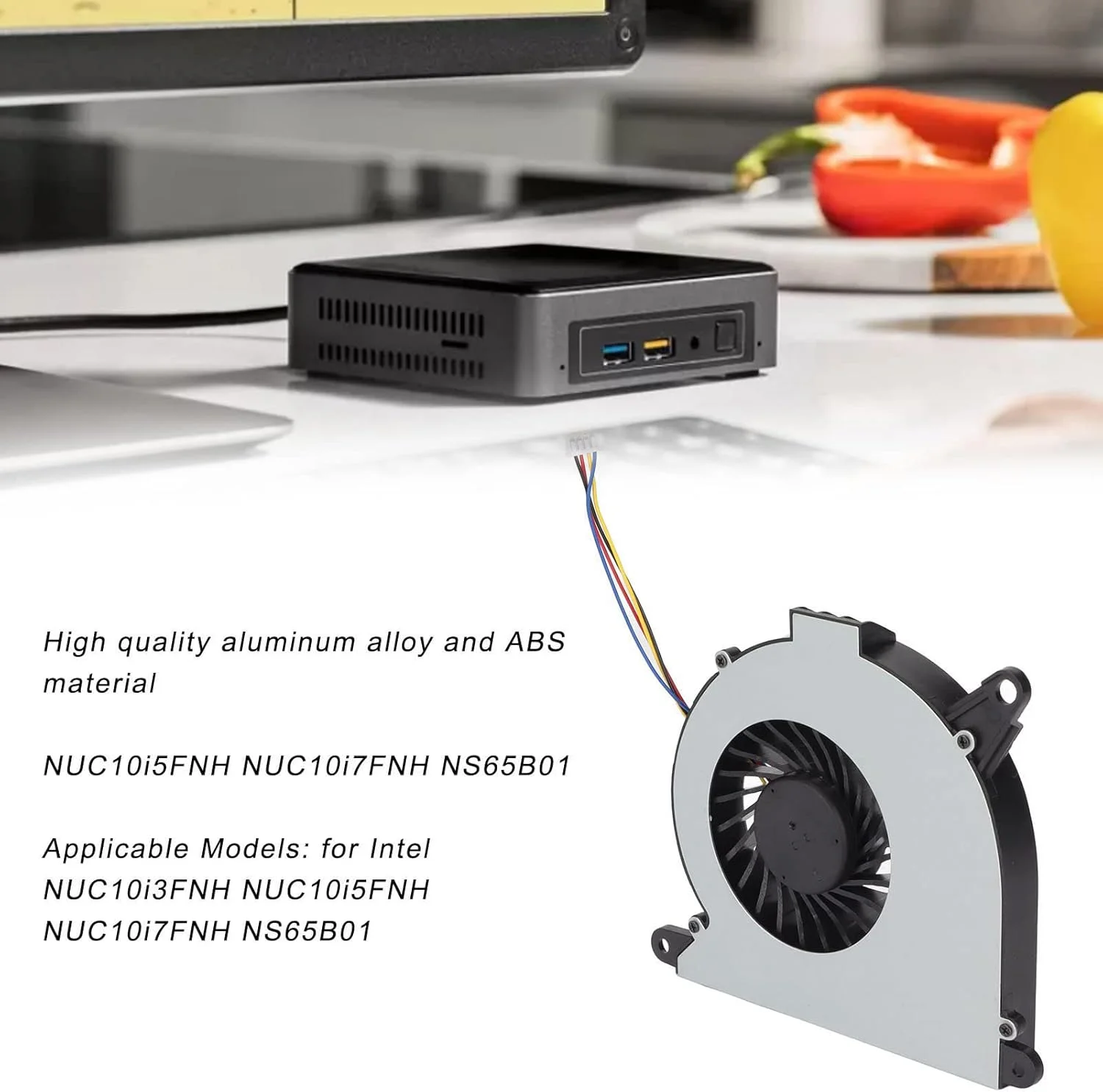 فن خنک کننده پردازنده اینتل، فن خنک کننده هوای 4 پین پردازنده، نصب آسان، فن خنک کننده لپ تاپ پردازنده CGU برای Intel NUC10i3FNH NUC10i5FNH NUC10i7FNH NS65B01