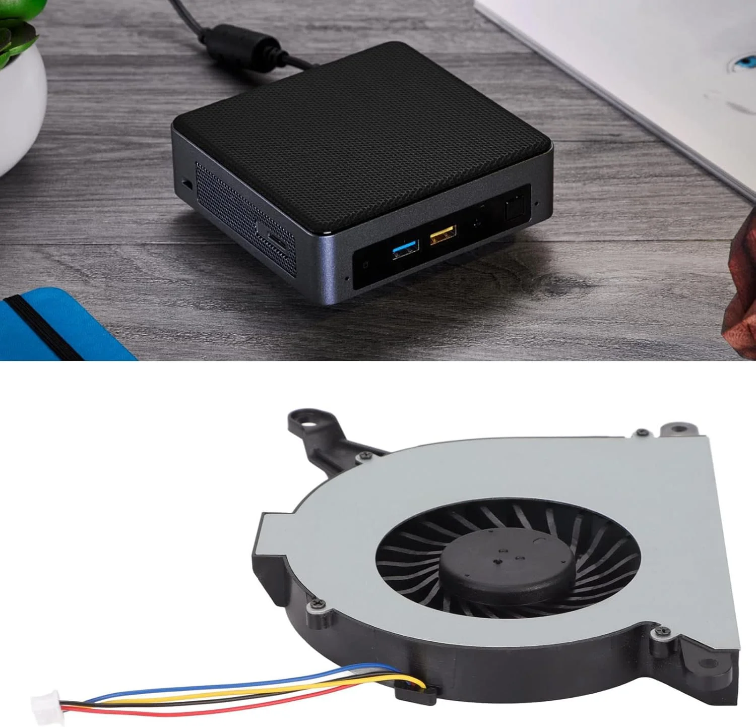 فن خنک کننده پردازنده اینتل، فن خنک کننده هوای 4 پین پردازنده، نصب آسان، فن خنک کننده لپ تاپ پردازنده CGU برای Intel NUC10i3FNH NUC10i5FNH NUC10i7FNH NS65B01