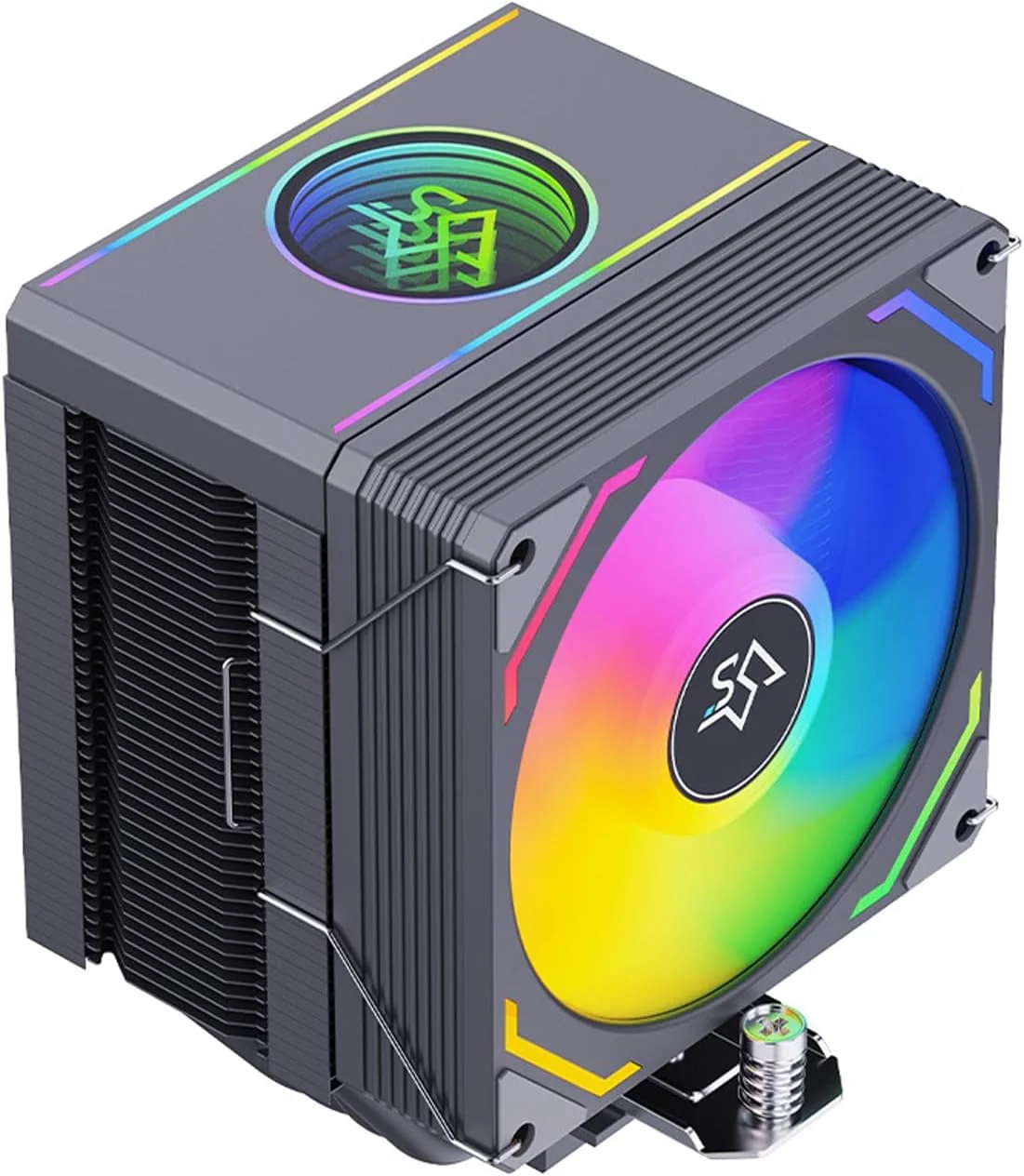 خنک کننده پردازنده STAYOUNG با نورپردازی ARGB - سرعت فن تا 1700 دور در دقیقه، خنک کننده بی صدای MX96 با 6 لوله حرارتی، خنک کننده بادی X99 PC، بدون خمیر حرارتی (مشکی)