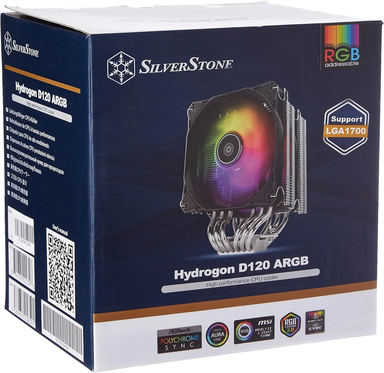 خنک کننده پردازنده دو برج SilverStone Technology Hydrogon D120 ARGB با 6 لوله حرارتی و دو فن 120 میلی متری ARGB، PWM، Intel LGA 1700، AMD AM4، SST-HYD120-ARGB