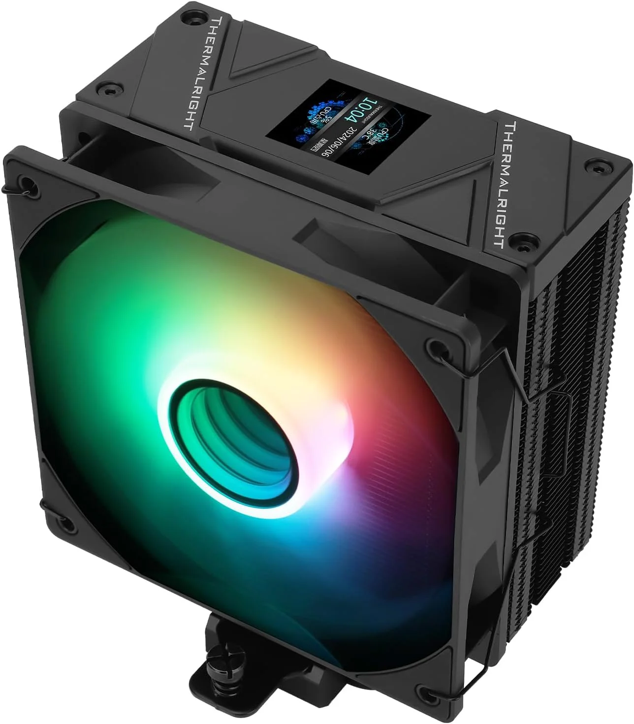 خنک کننده پردازنده Thermalright Assassin Spirit 120 Vision ARGB مشکی با صفحه نمایش LCD IPS با رزولوشن 240*240 اینچ 1.54، خنک کننده بادی پردازنده کامپیوتر برای LGA1700/1851/115X، AM4/AM5، رادیاتور با عملکرد بالا