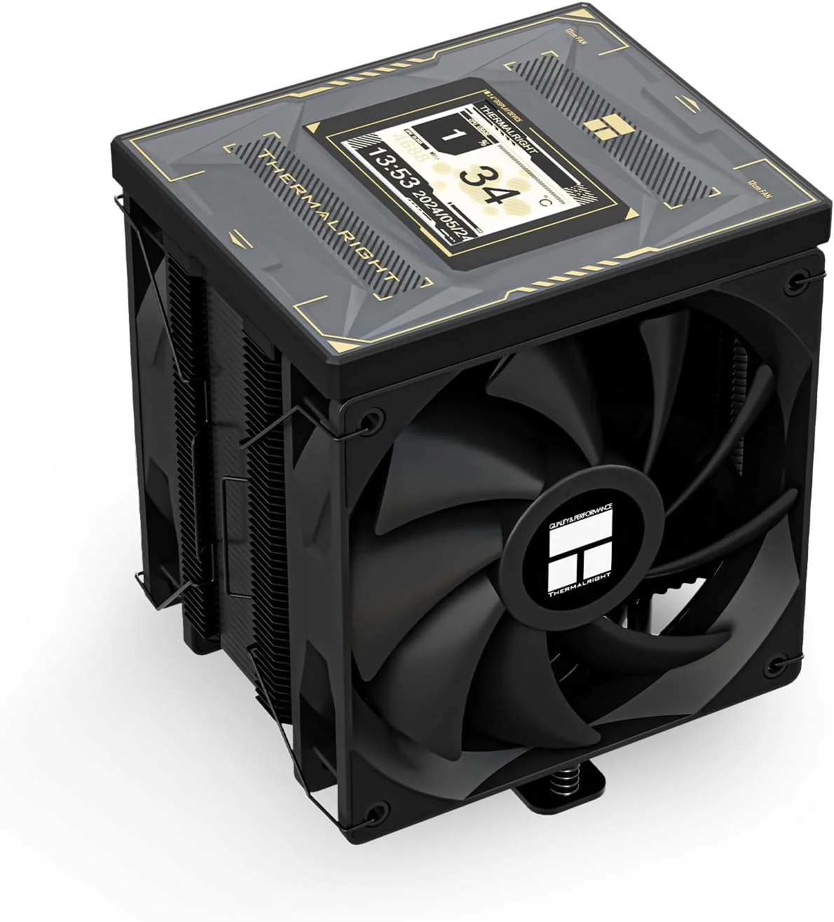 خنک کننده پردازنده Thermalright Burst Assassin 120 Vision Black با صفحه نمایش LCD IPS 2.4 اینچی با وضوح 320x240، دو فن پردازنده، خنک کننده هوای پردازنده کامپیوتر برای LGA1700/1851، AM4/AM5، 6 لوله حرارتی