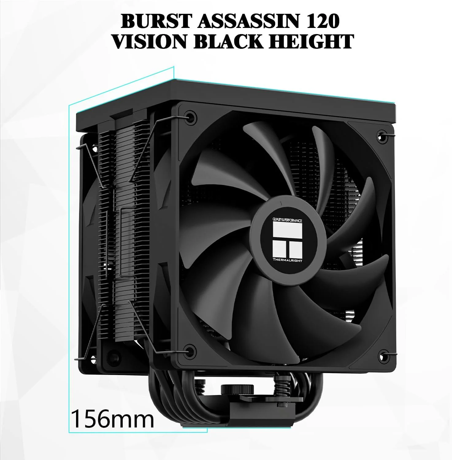 خنک کننده پردازنده Thermalright Burst Assassin 120 Vision Black با صفحه نمایش LCD IPS 2.4 اینچی با وضوح 320x240، دو فن پردازنده، خنک کننده هوای پردازنده کامپیوتر برای LGA1700/1851، AM4/AM5، 6 لوله حرارتی