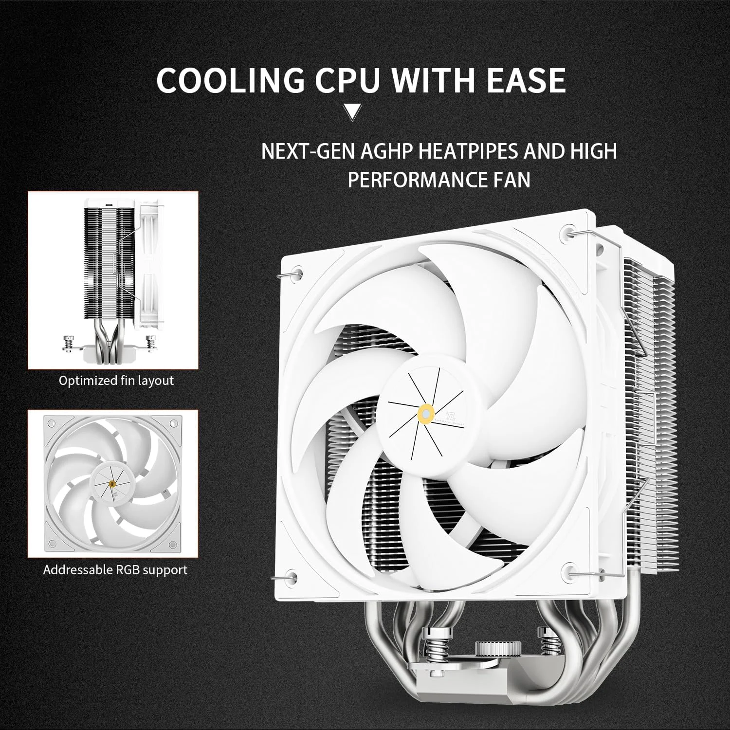 خنک کننده پردازنده Thermalright Assassin X 120R Digital White، پوشش بالایی صفحه نمایش دیجیتال، فن خنک کننده هوای پردازنده بی صدا TL-P12W PWM، خنک کننده هیت سینک کامپیوتر، پشتیبانی از AM4/AM5، Intel LGA1851/1700/115X/1200