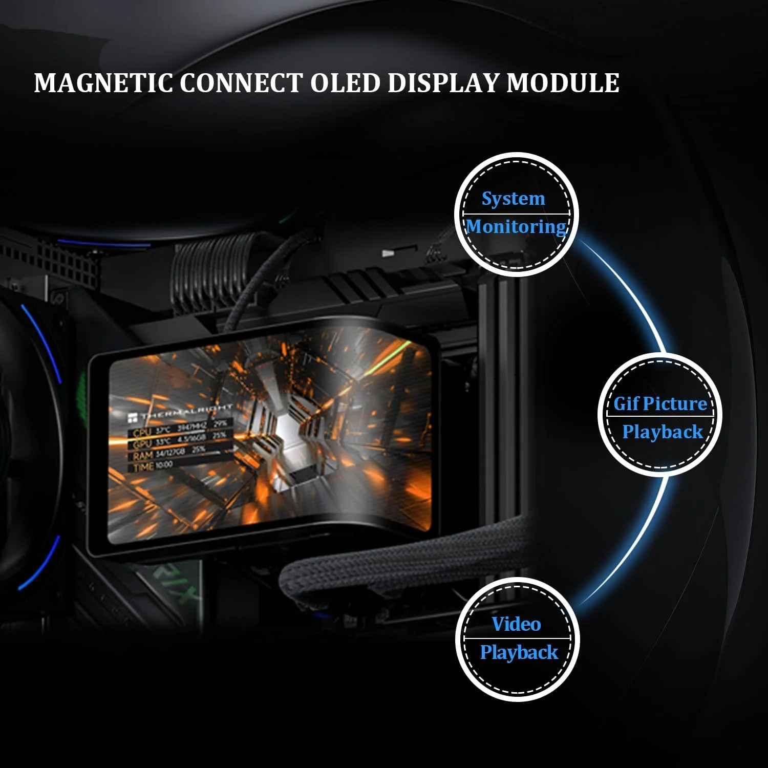 خنک کننده آبی پردازنده Thermalright Wonder Vision 360 Turbo ARGB مشکی، صفحه نمایش منحنی 60 هرتز با رزولوشن 2400x1080، برای AM4/AM5، Intel LGA1851/1700، پمپ با کارایی بالا با صفحه نمایش سه بعدی 6.67 اینچی، سرعت فن 3000 دور در دقیقه