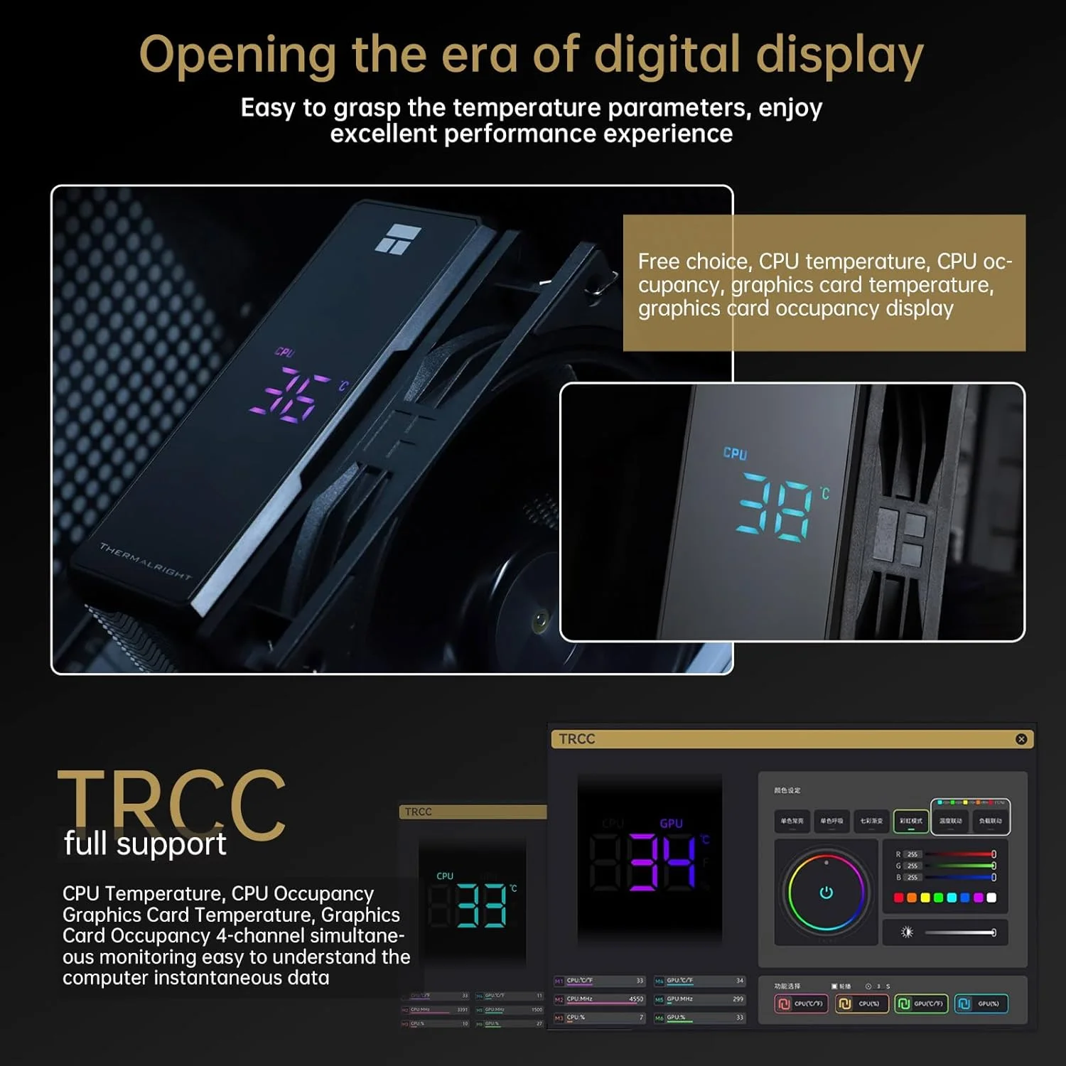 خنک کننده بادی پردازنده Thermalright Assassin X 120 R Digital CPU - نمایشگر دما | 4 لوله حرارتی، برای Intel LGA 1150/1151/1155/1156/1200/1700/1851 AMD AM4/AM5