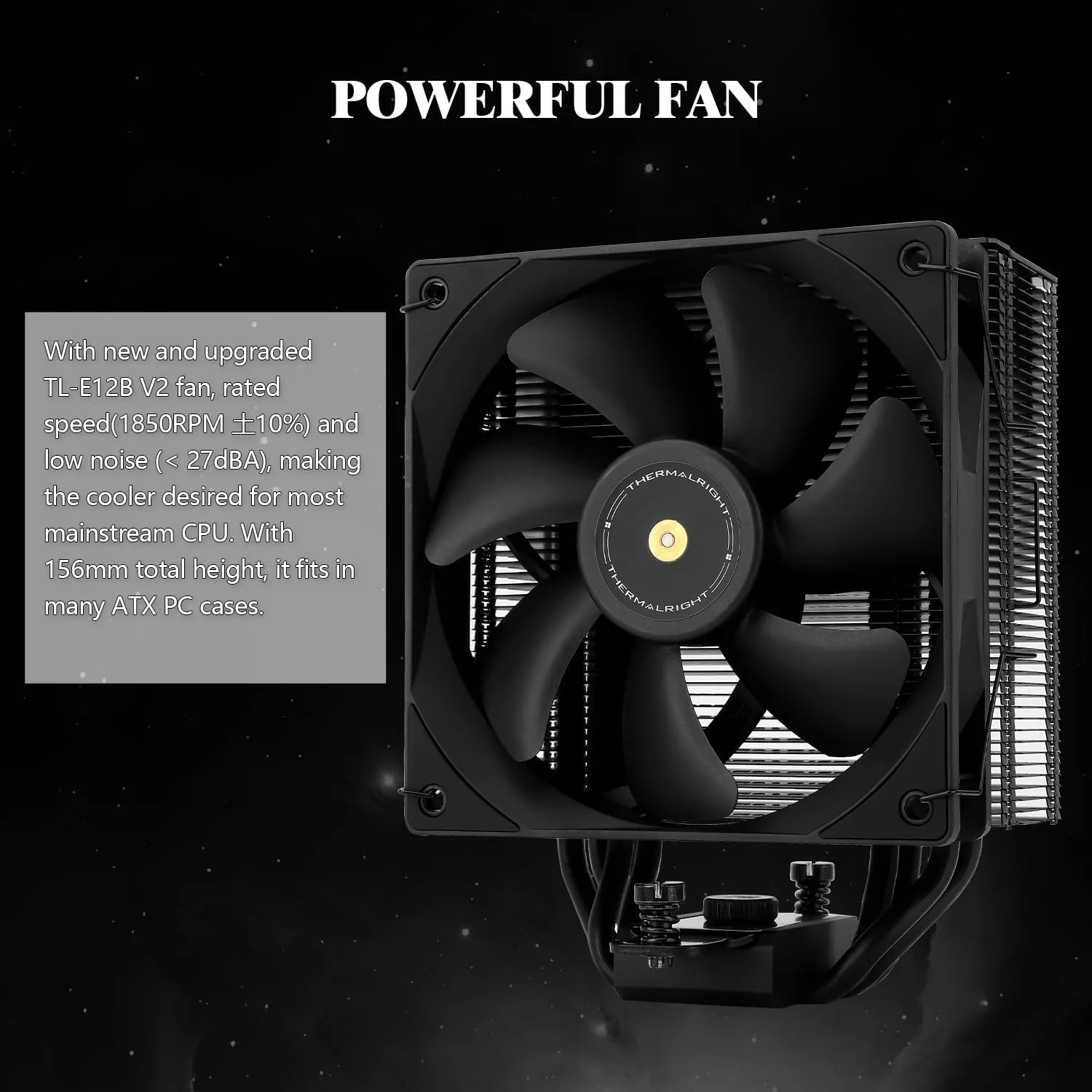 خنک کننده پردازنده Thermalright Assassin Spirit 120 EVO Dark، 4 لوله حرارتی، فن خنک کننده بادی بی صدا TL-E12B V2 PWM، خنک کننده هیت سینک مشکی کامپیوتر، پشتیبانی از AMD AM4 AM5 و Intel 1700/1150/1151/1155/1200