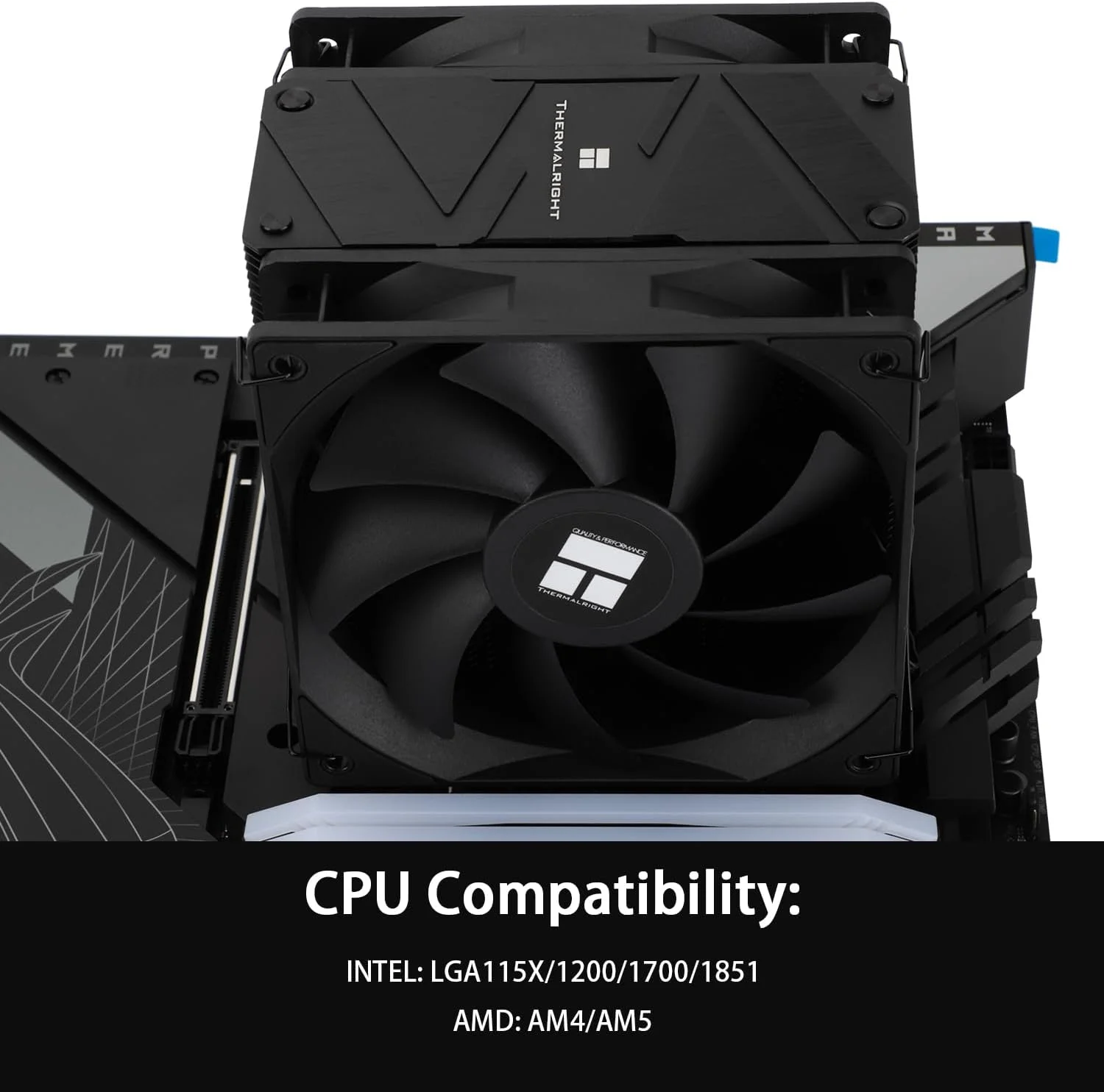 خنک کننده پردازنده Thermalright Burst Assassin 120 EVO Dark، دارای 6 لوله حرارتی، خنک کننده بادی پردازنده با دو فن PWM کم صدا با سرعت 1500 دور در دقیقه، برای AMD:AM4/AM5/Intel 1700/1150/1151/1200/1851, LGA1700