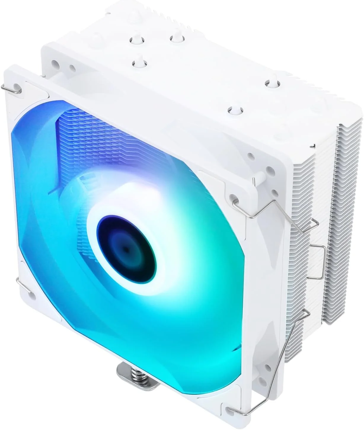 خنک‌کننده پردازنده بادی ترمالرایت Assassin King 120 SE سفید ARGB، دارای 5 لوله حرارتی، فن خنک‌کننده بی‌صدا PWM مدل TL-C12CW-S با سرعت 1550 دور در دقیقه، مناسب برای AM4/AM5/Intel LGA1700/1851/1150/1151/1200