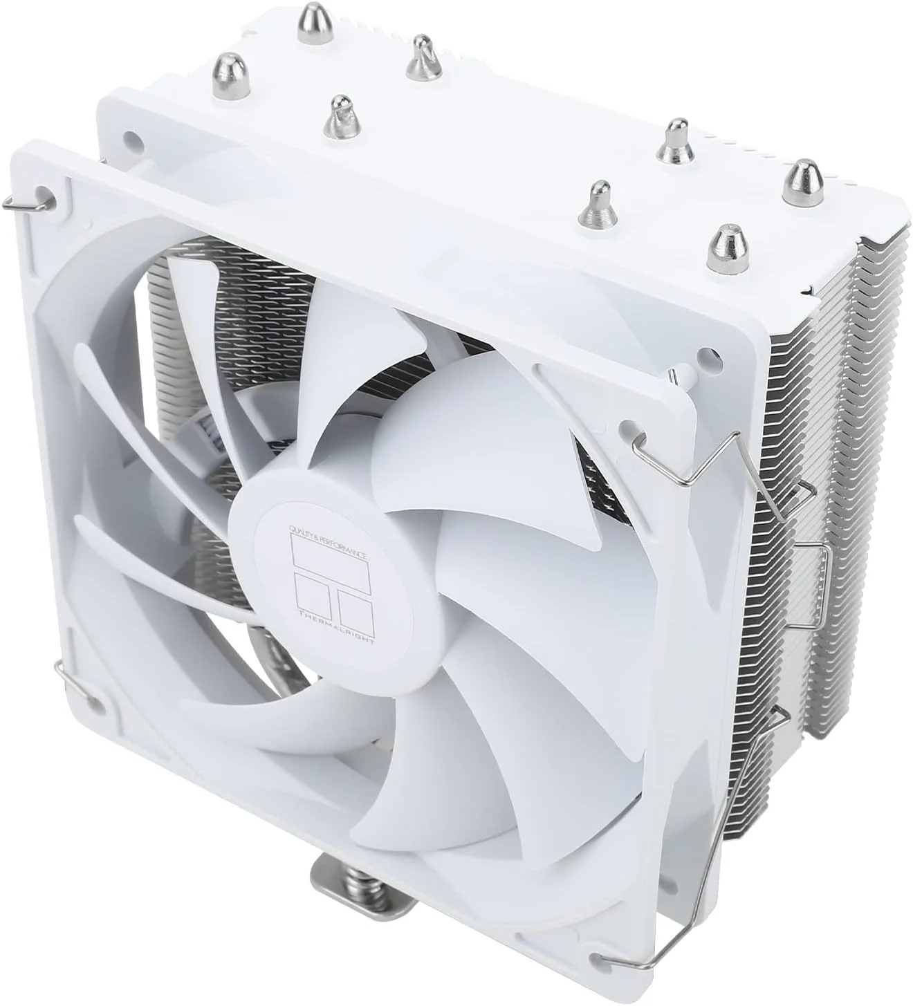 خنک کننده پردازنده بادی Thermalright Assassin X 120 SE سفید، 4 لوله حرارتی، فن خنک کننده پردازنده TL-C12CW PWM بی صدا با بلبرینگ S-FDB، برای AMD AM4 AM5/Intel 1700/1150/1151/1200