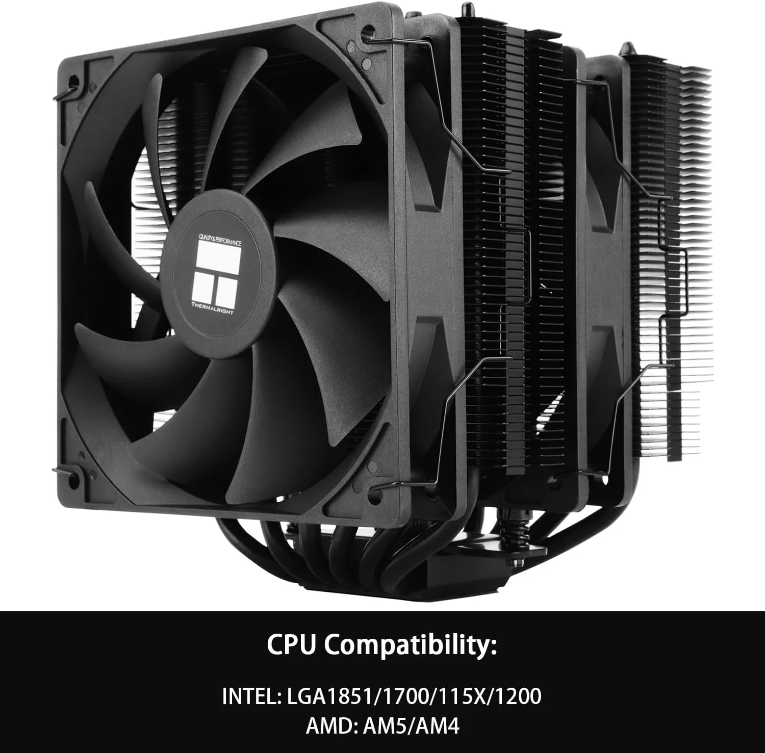 خنک کننده بادی پردازنده Thermalright Peerless Assassin 120 SE مشکی، 6 لوله حرارتی، دو فن PWM مدل TL-C12C، ارتفاع 155 میلی متر، خنک کننده پردازنده برای AM4/AM5 و Intel LGA 1851/1700/1150/1151/1200 (PA120SE BLACK)