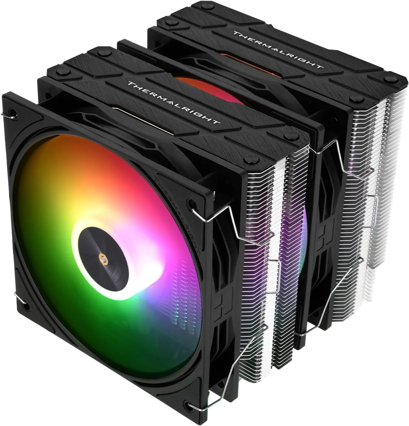 خنک کننده پردازنده بادی Thermalright Peerless Assassin 120 ARGB Black V3، دارای 6 لوله حرارتی، دو فن 120 میلی متری، پوشش بالایی مشکی، برای AM4/AM5/Intel lga1851/1700/115X/1200/2011، خنک کننده هیت سینک کامپیوتر