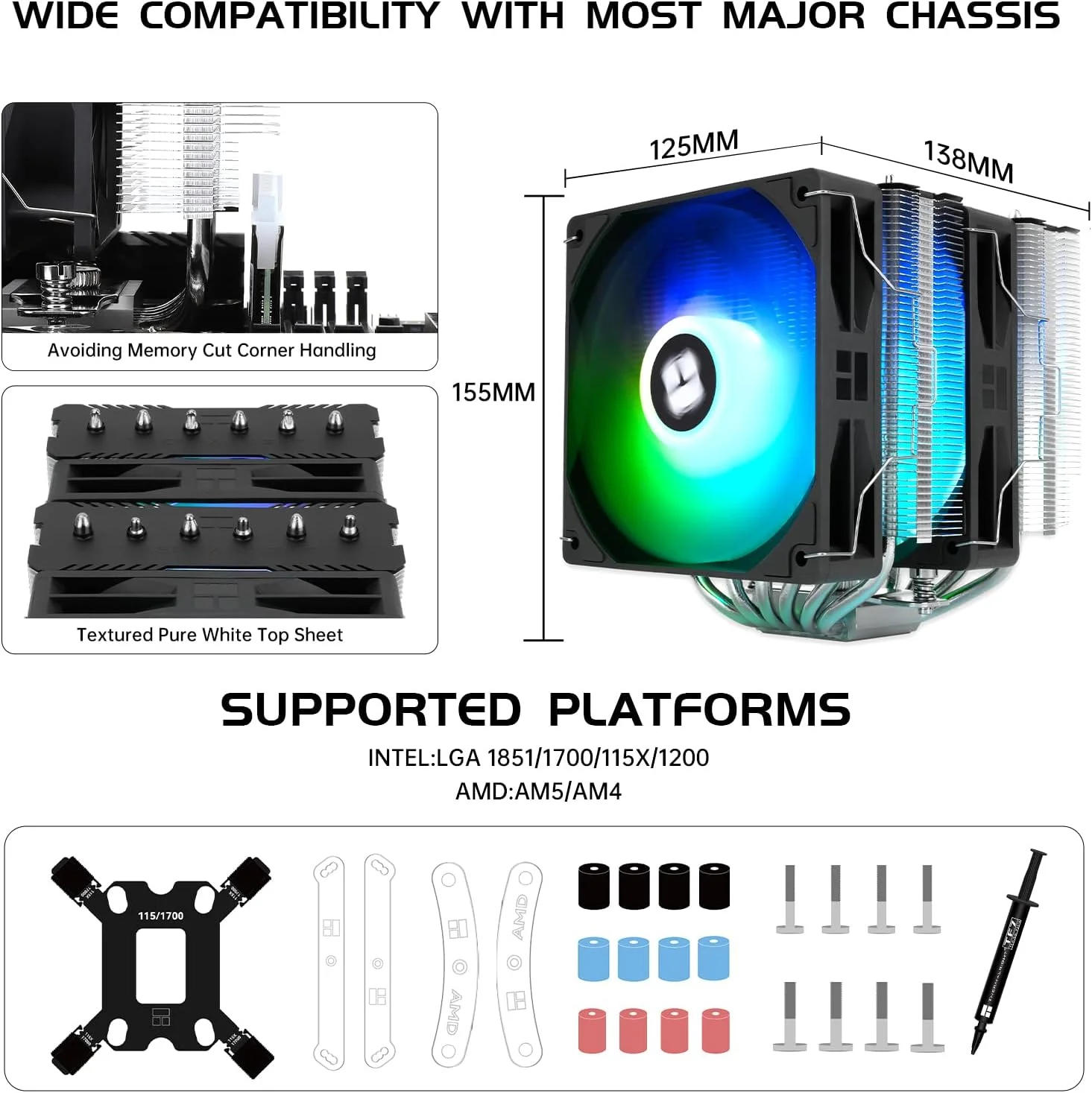 خنک کننده پردازنده بادی Thermalright Peerless Assassin 120 SE ARGB V2 - دارای 6 لوله حرارتی با تکنولوژی AGHP GEN 5.0 | فن های 120 میلی متری PWM با سرعت 1850 دور در دقیقه، برای Intel 1851/1700/115X/1200 و AMD AM4/AM5 | مشکی خنک کننده پردازنده بادی Thermalright Peerless Assassin 120 SE ARGB V2 - دارای 6 لوله حرارتی با تکنولوژی AGHP GEN 5.0 | فن های 120 میلی متری PWM با سرعت 1850 دور در دقیقه، برای Intel 1851/1700/115X/1200 و AMD AM4/AM5 | مشکی