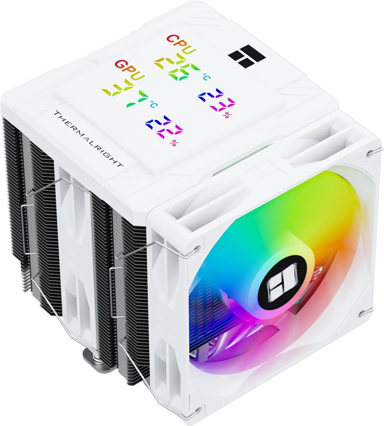 خنک کننده بادی پردازنده Thermalright Peerless Assassin 120 ARGB White Digital با نمایشگر دما | 6 لوله حرارتی | فن های PWM 120 میلی متری 1850 دور در دقیقه، برای Intel 1851/1700، AMD AM4/AM5
