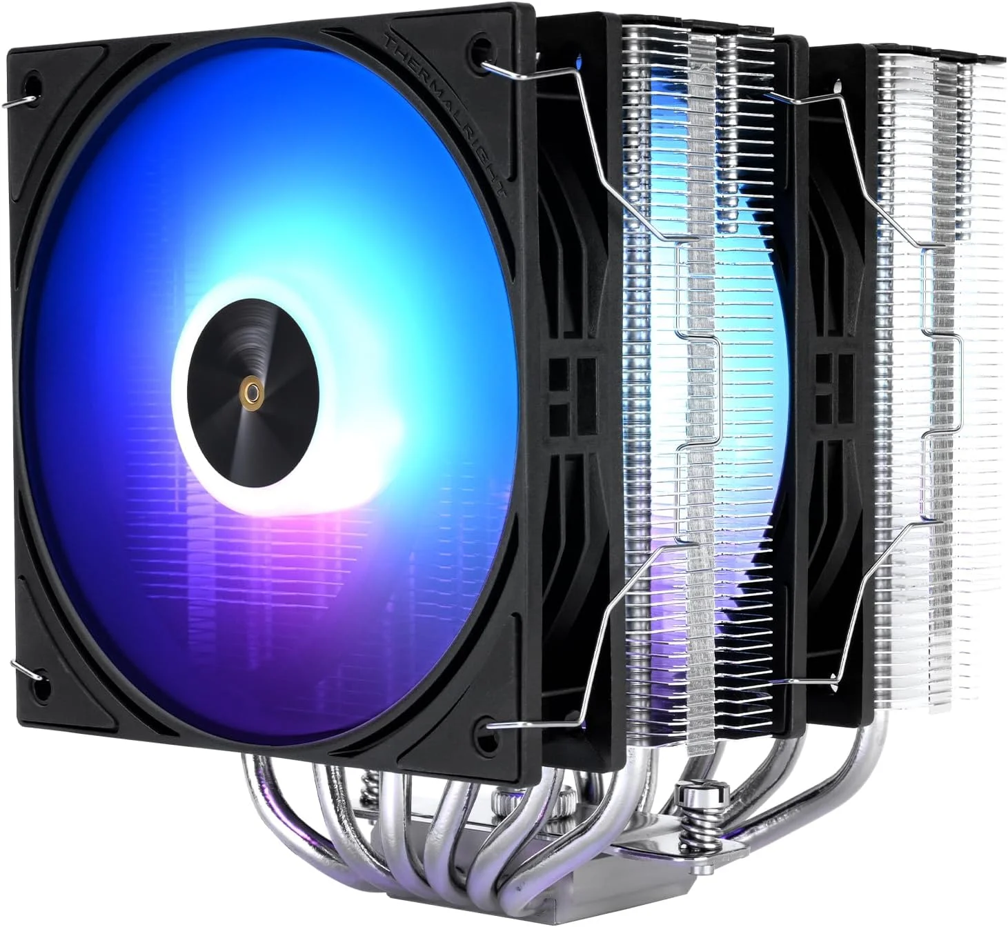 خنک‌کننده پردازنده Thermalright Peerless Assassin 120 ARGB Black V3، خنک‌کننده هیت سینک رومیزی، دو فن پردازنده TL-P12-S با سرعت 2000 دور در دقیقه، 6 لوله حرارتی خنک‌کننده پردازنده، برای AM4/AM5، Intel LGA1851/1700/1150/2011، خنک‌کننده برجی