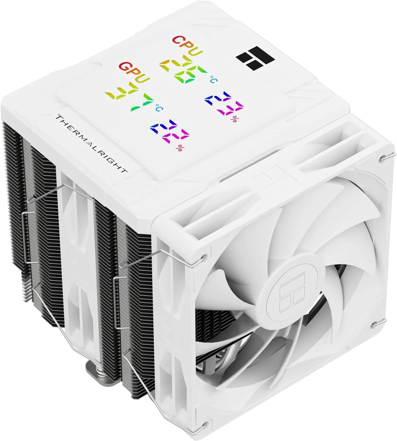 خنک کننده پردازنده بادی Thermalright Peerless Assassin 120 Digital White با 6 لوله حرارتی 6 میلی‌متری، پوشش بالایی مغناطیسی صفحه نمایش، خنک کننده پردازنده هیت سینک، برای AM4/AM5 و Intel lga1700/1851/1150/1151/1200