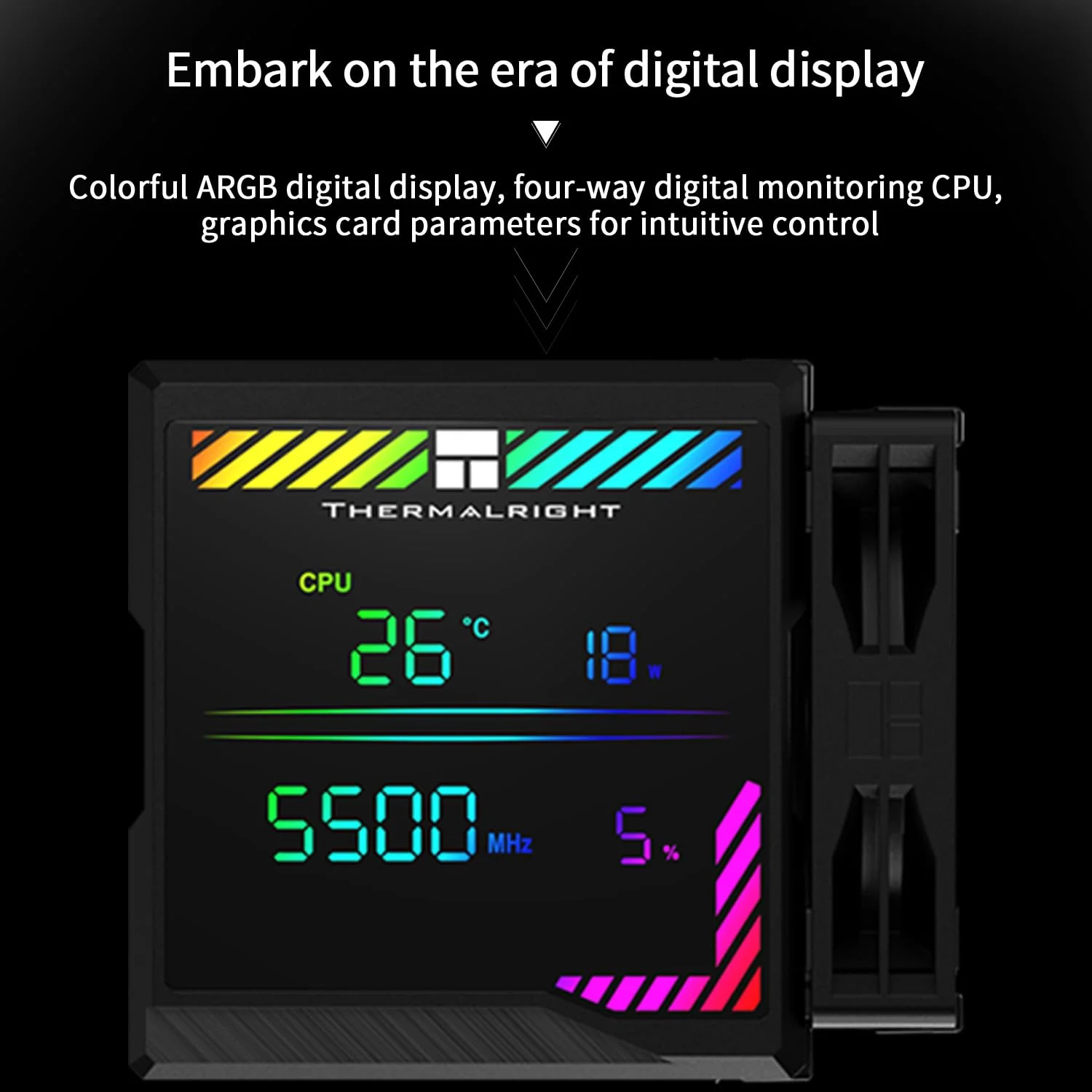 خنک کننده پردازنده بادی Thermalright Peerless Assassin 140 Digital Black با 6 لوله حرارتی، پوشش بالایی برد نمایشگر مغناطیسی، هیت سینک خنک کننده پردازنده، برای AM4/AM5 و Intel lga1700/1851/1150/1151/1200/2011