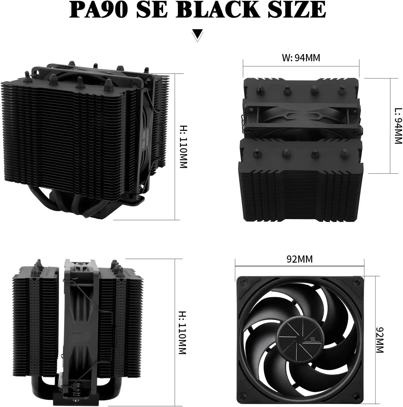 خنک کننده پردازنده Thermalright Peerless Assassin 90 SE Black، خنک کننده بادی پردازنده با 4 لوله حرارتی، دو برج و فن PWM، با سرعت 2200 دور در دقیقه، برای Intel LGA 1700|1851|1150|1151|1200;AMD:AM4|AM5 خنک کننده پردازنده Thermalright Peerless Assassin 90 SE Black، خنک کننده بادی پردازنده با 4 لوله حرارتی، دو برج و فن PWM، با سرعت 2200 دور در دقیقه، برای Intel LGA 1700|1851|1150|1151|1200;AMD:AM4|AM5