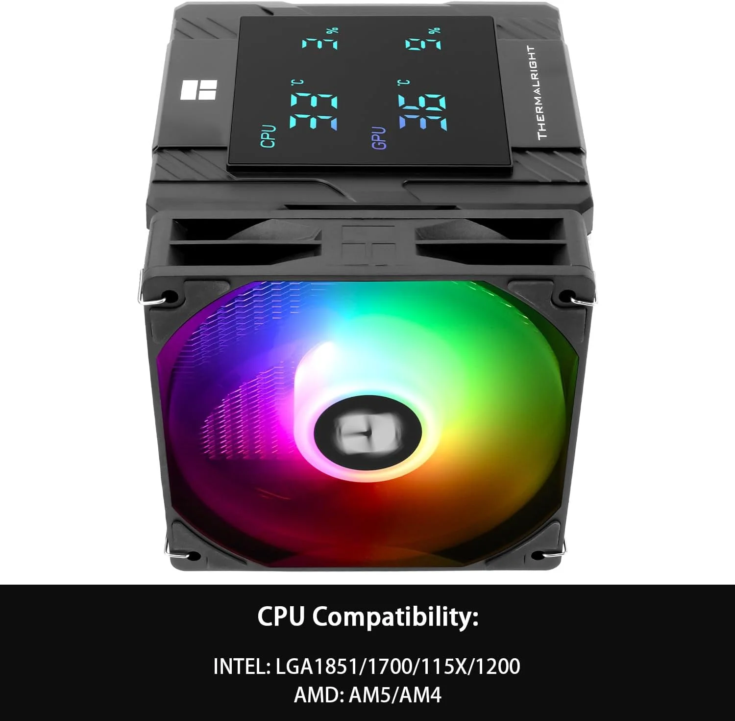 خنک کننده پردازنده Thermalright Peerless Assassin 120 Digital ARGB مشکی، برج دوقلو و خنک کننده با دو فن، خنک کننده بادی پردازنده، پوشش بالایی صفحه نمایش دیجیتال، برای AM4/AM5، Intel LGA1851/1700/115X/1200 خنک کننده پردازنده Thermalright Peerless Assassin 120 Digital ARGB مشکی، برج دوقلو و خنک کننده با دو فن، خنک کننده بادی پردازنده، پوشش بالایی صفحه نمایش دیجیتال، برای AM4/AM5، Intel LGA1851/1700/115X/1200