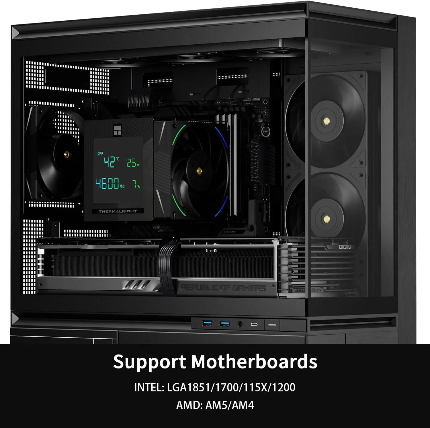 خنک کننده پردازنده Thermalright Phantom Spirit 120 Digital EVO، دو فن PWM، 7 لوله حرارتی، پوشش بالایی صفحه نمایش دیجیتال، برای lga1700/1851/1150/1151/1200/2011، AM4/AM5، خنک کننده هیت سینک کامپیوتر، مشکی