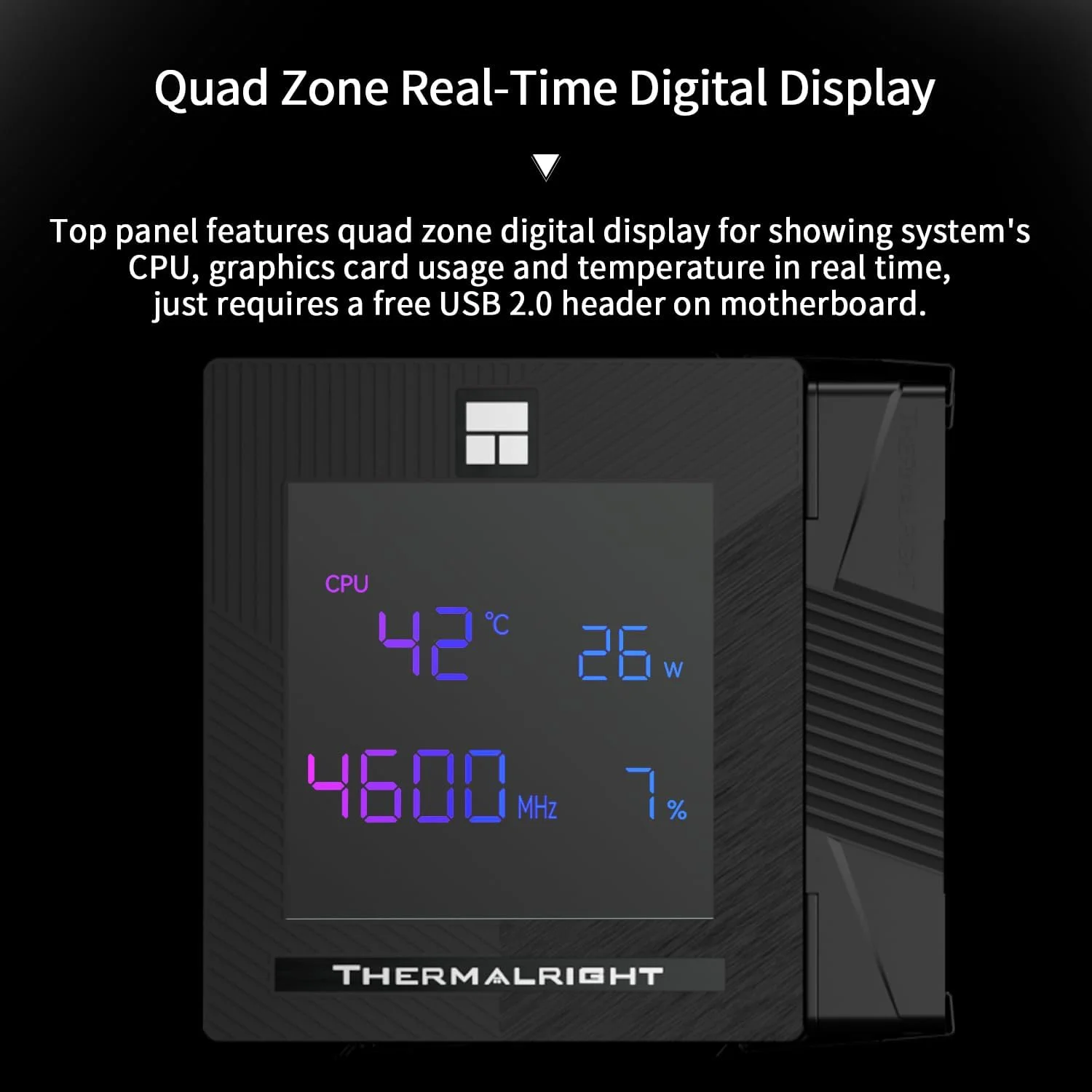 خنک کننده بادی پردازنده Thermalright Phantom Spirit 120 Digital EVO، دارای 7 لوله حرارتی، دو فن PWM 120 میلی متری، روکش بالایی صفحه نمایش دیجیتال با جذب مغناطیسی، برای AM4/AM5/LGA1700/1851/1150/1151/1200، خنک کننده کامپیوتر