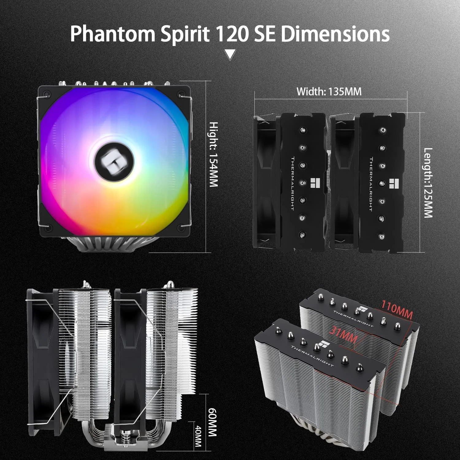 خنک کننده پردازنده بادی ترمالرایت Phantom Spirit 120 SE ARGB، دارای 7 لوله حرارتی، فن PWM دوگانه 120 میلی متری، برای AMD AM4 AM5/Intel 1700/1150/1151/1200 خنک کننده پردازنده بادی ترمالرایت Phantom Spirit 120 SE ARGB، دارای 7 لوله حرارتی، فن PWM دوگانه 120 میلی متری، برای AMD AM4 AM5/Intel 1700/1150/1151/1200