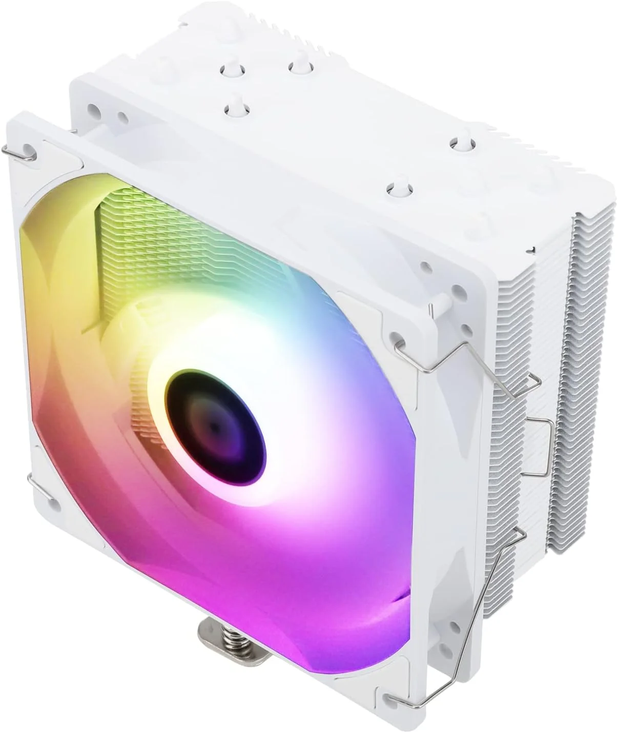 خنک کننده پردازنده بادی Thermalright Assassin King 120 SE White ARGB، AK120 SE White ARGB، دارای 5 لوله حرارتی، فن خنک کننده پردازنده بی صدا TL-C12CW-S PWM با بلبرینگ S-FDB، برای AMD AM4/Intel LGA1700/1150/1151/1200