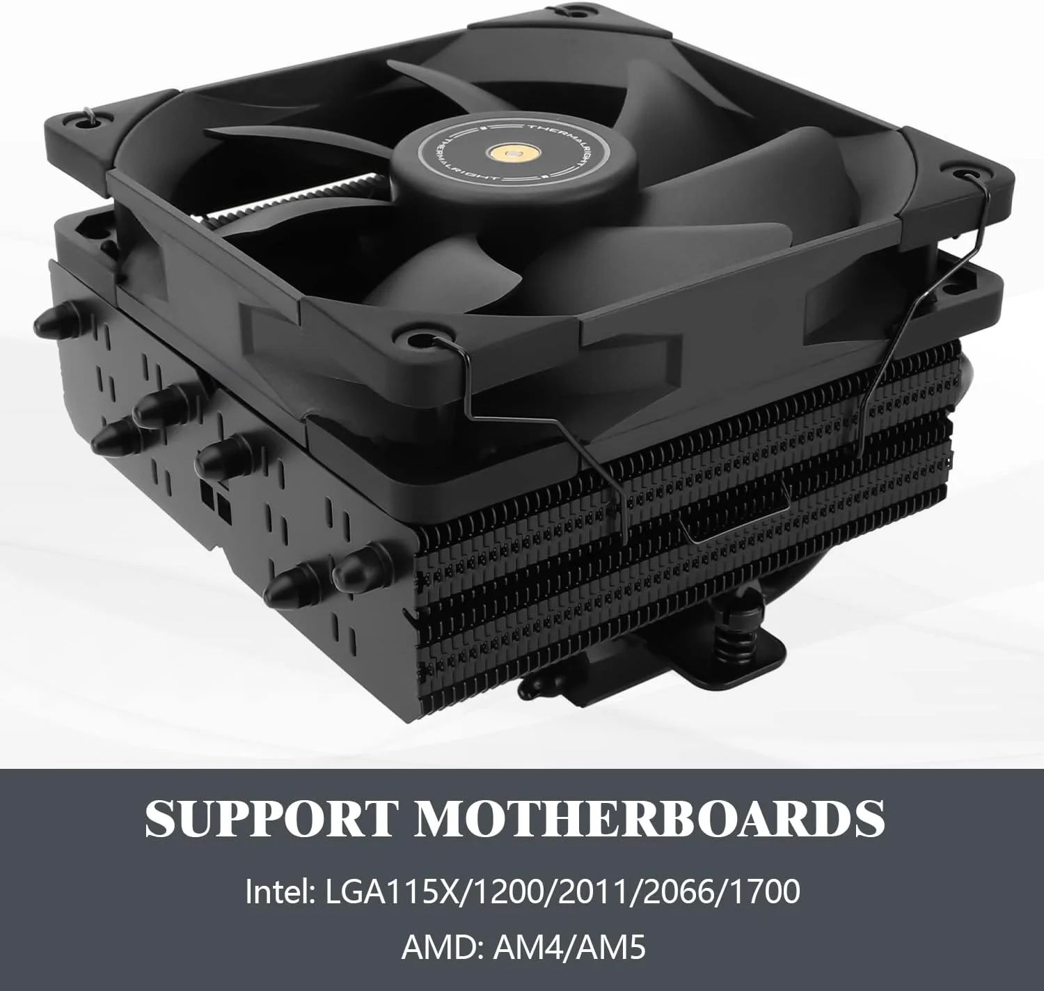 خنک کننده پردازنده بادی Thermalright SI-100 مشکی، 6 لوله حرارتی 6 میلی‌متری، خنک کننده پردازنده با فن کم صدای PWM مدل TL-E12B با بلبرینگ S-FDB V2.0، فناوری AGHP 3.0، برای AMD AM4 AM5/Intel 1150/1151/1200/1700/2066، خنک کننده کامپیوتر