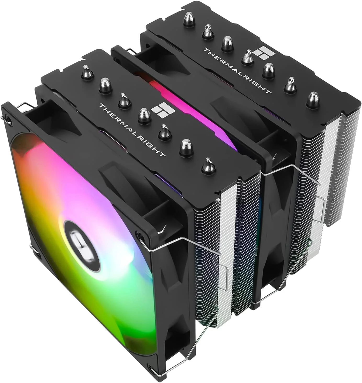 خنک کننده بادی پردازنده Thermalright Phantom Spirit 120 Se Argb، دارای 7 لوله حرارتی، فن دوگانه 120 میلی متری TL-C12B-S V2 PWM، فناوری نسل چهارم AGHP، بلبرینگ های SFDB، AMD/AM4/AM5/Intel