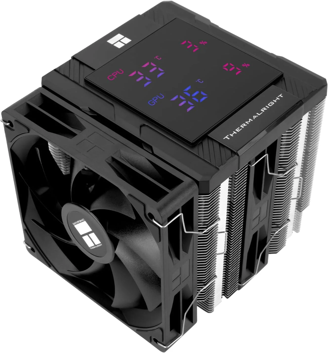 خنک کننده پردازنده Thermalright Peerless Assassin 120 Digital Black، دو فن 120 میلی متری PWM با سرعت 1850 دور در دقیقه، پشتیبانی از Intel lga1700/1851/115X، AMD:AM4/AM5، خنک کننده پردازنده کامپیوتر، صفحه نمایش دیجیتال
