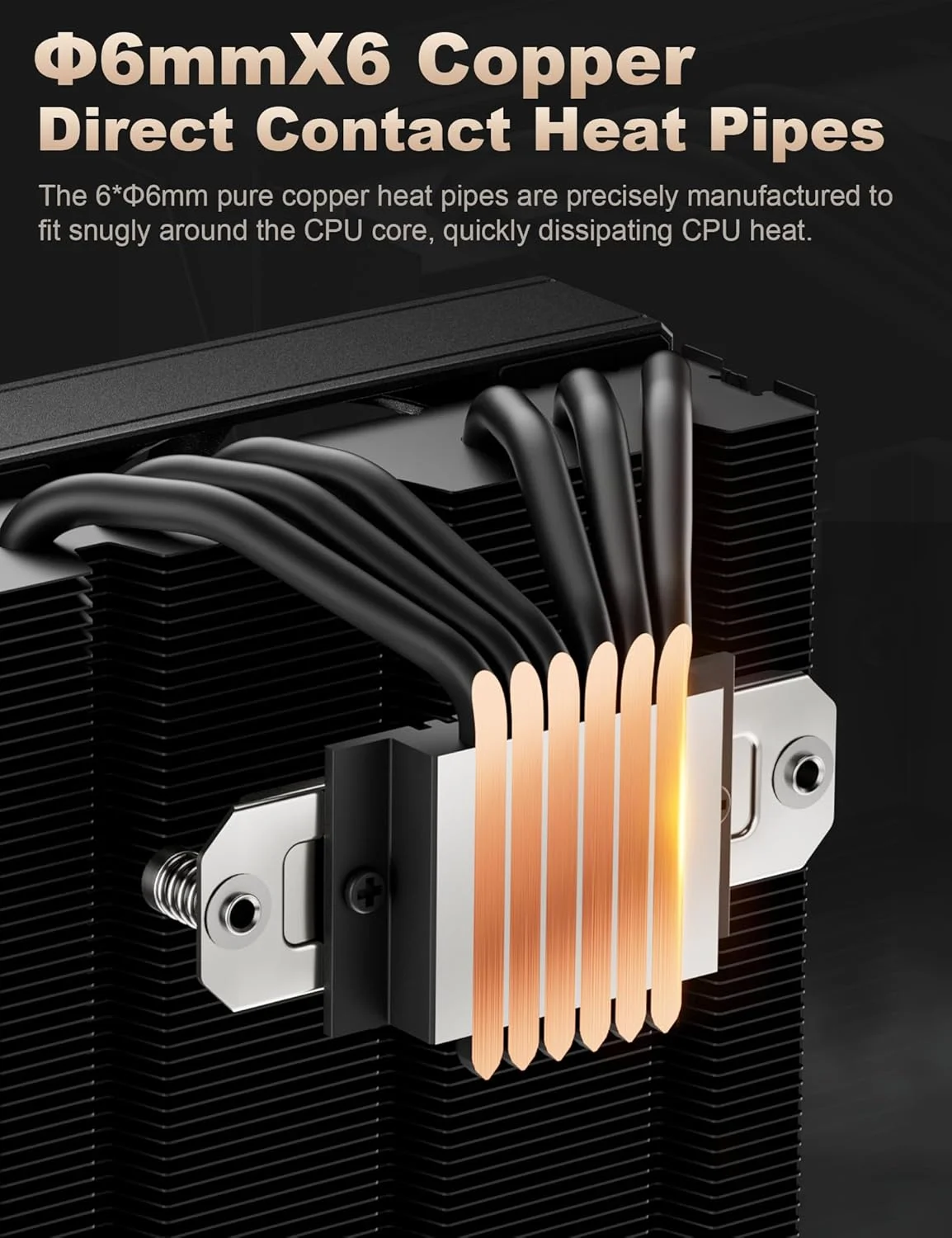 خنک کننده پردازنده upHere 180W TDP با جریان هوای بالا، دارای لوله های حرارتی مسی با کارایی بالا Φ6mm*6، فن 120 میلی متری خنک کننده پردازنده 1650 دور در دقیقه، سازگار با Intel LGA 1700/2011/2066 AMD AM5/AM4/AM3، مدل H85K6