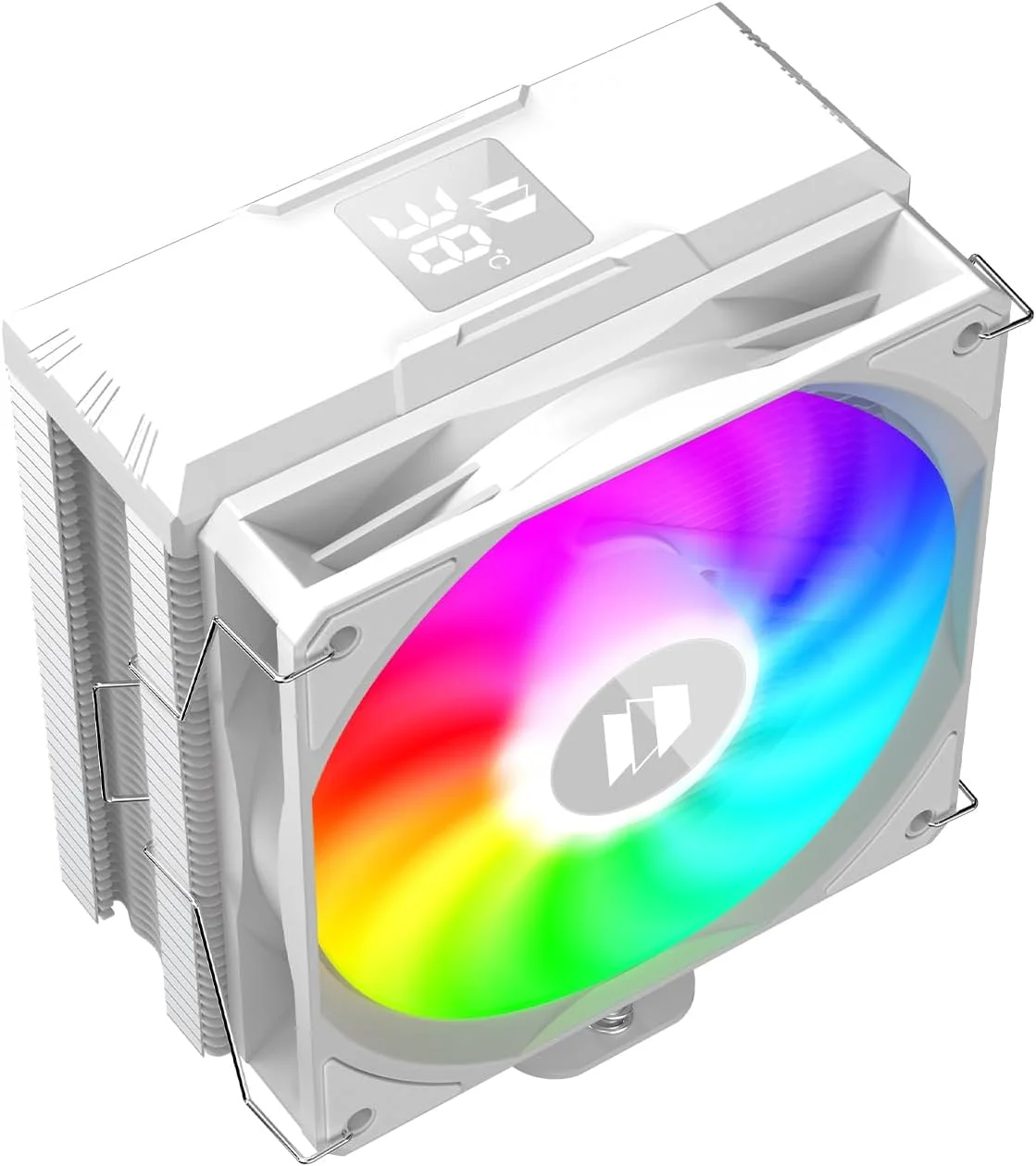 خنک کننده پردازنده با نمایشگر دما، 4 لوله حرارتی، فن 90mm/120mm RGB PWM برای AMD:AM4/AM5/INTEL LGA1700/1200/115X (سفید، 120mm)