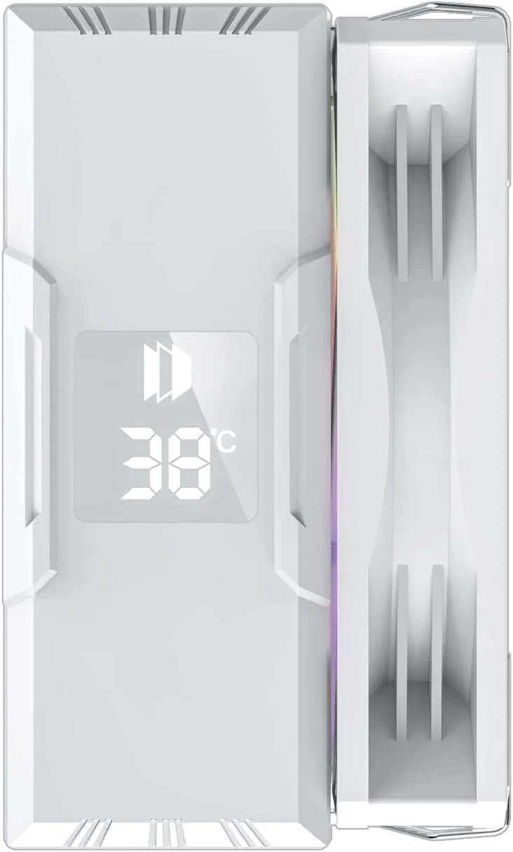 خنک کننده پردازنده با نمایشگر دما، 4 لوله حرارتی، فن 90mm/120mm RGB PWM برای AMD:AM4/AM5/INTEL LGA1700/1200/115X (سفید، 120mm)