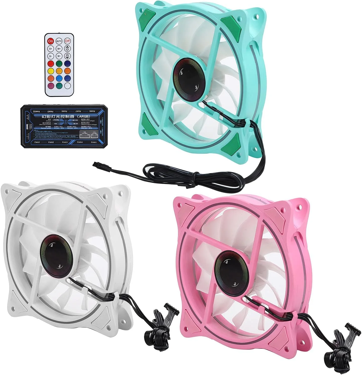 فن کامپیوتر 3 عددی، خنک کننده هوای بی صدا، فن های خنک کننده، کیس کامپیوتر، خنک کننده هوا، با کنترلر ARGB، 1200 دور در دقیقه، برای کامپیوتر رومیزی (#3)