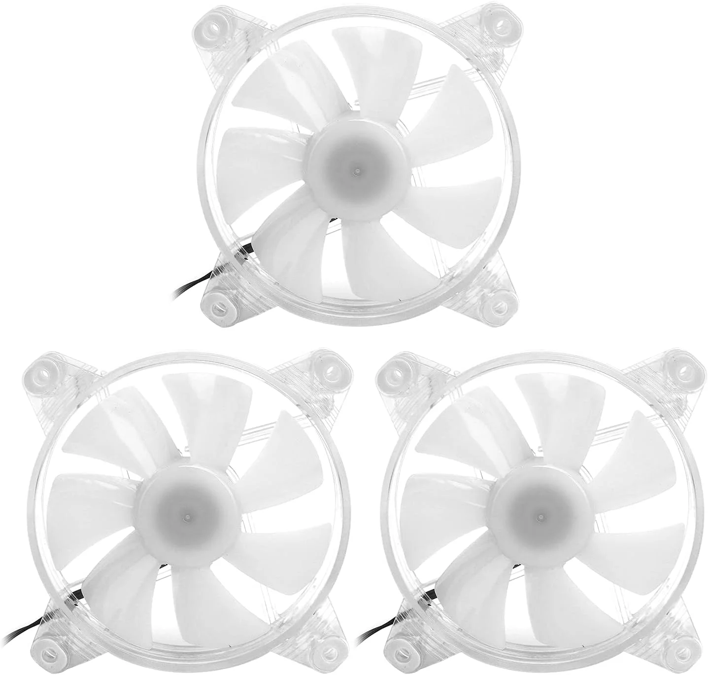 خنک کننده بادی پردازنده VELATEMOR با 7 پره فن، فن خنک کننده پردازنده 120 میلی متری، فن پردازنده کامپیوتر بی صدا، فن پردازنده با قاب گرد شفاف کریستالی با نور خنک 12 ولت DC بزرگ 4 پین 1200 دور در دقیقه ± 10% (کریستال)