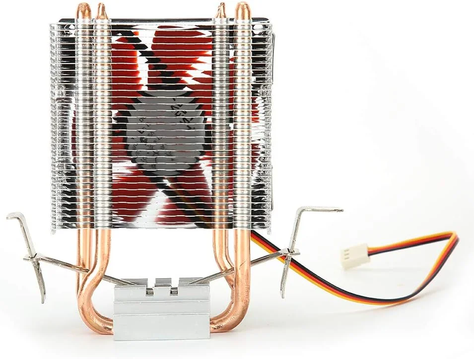 خنک کننده مینی CPU با 2 لوله حرارتی، فن کم صدا با جریان هوای بالا، هیت سینک CPU برای کامپیوتر، مجموعه خنک کننده کامپیوتر، فن پردازنده جمع و جور، هیت سینک کامپیوتر برای 775/1155