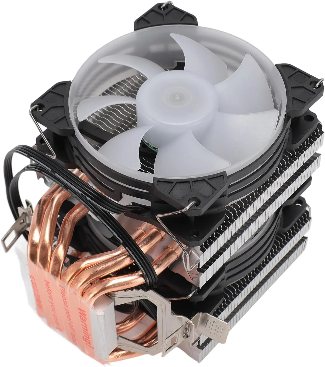 خنک کننده پردازنده ۴ پین XUMIUZIY برای LGA115X13667751200، برای 754 AM2 AM2+ AM4 AM3+ AM3FM2+ FM1، برای CORE I753 و غیره، 2000 دور در دقیقه و 48CFM فن 90 میلی متری RGB و PWM