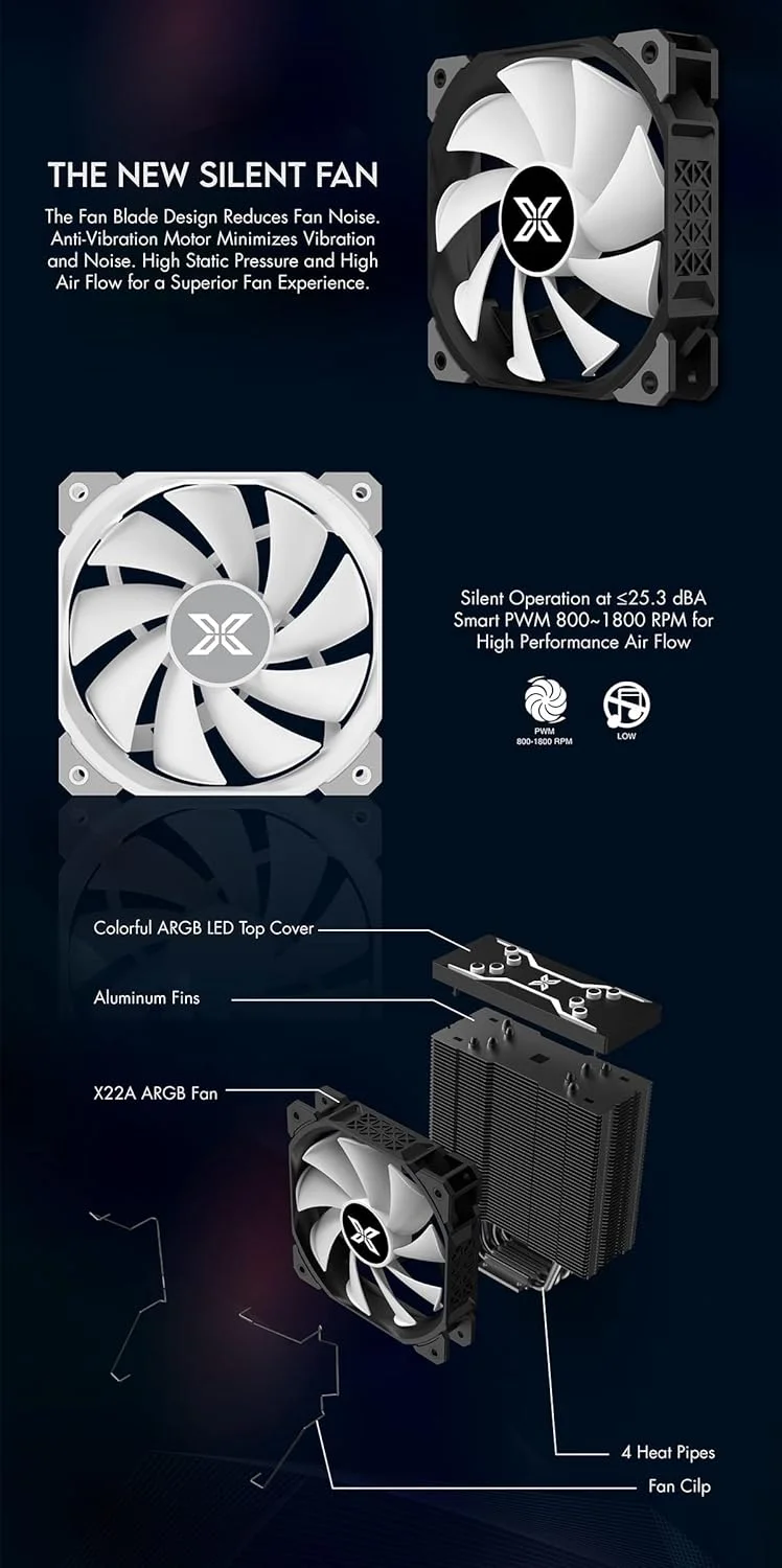 خنک کننده بادی پردازنده Xigmatek AIR-KILLER PRO ARCTIC ARGB (EN47925)
