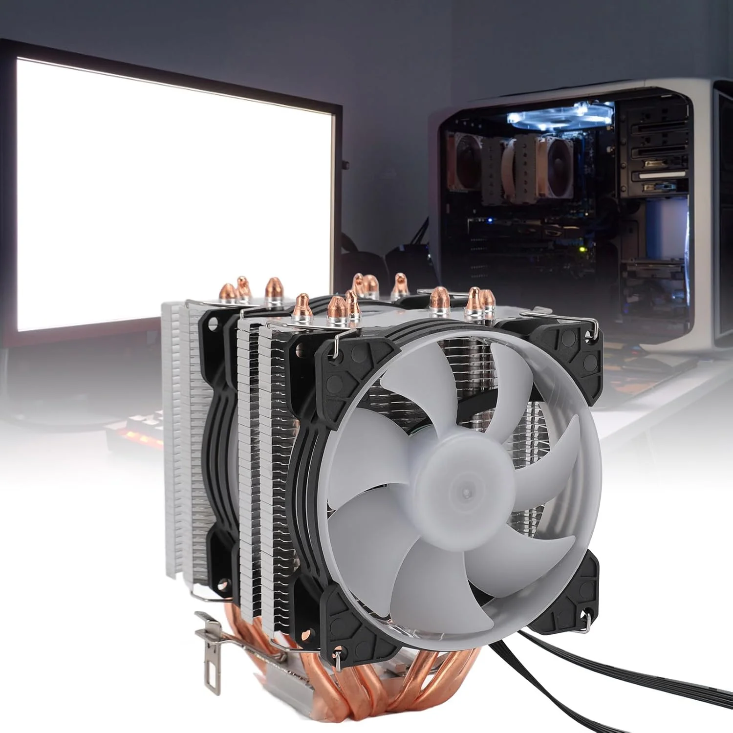 خنک کننده پردازنده ۴ پین XUMIUZIY برای LGA115X13667751200، برای 754 AM2 AM2+ AM4 AM3+ AM3FM2+ FM1، برای CORE I753 و غیره، 2000 دور در دقیقه و 48CFM فن 90 میلی متری RGB و PWM خنک کننده پردازنده ۴ پین XUMIUZIY برای LGA115X13667751200، برای 754 AM2 AM2+ AM4 AM3+ AM3FM2+ FM1، برای CORE I753 و غیره، 2000 دور در دقیقه و 48CFM فن 90 میلی متری RGB و PWM