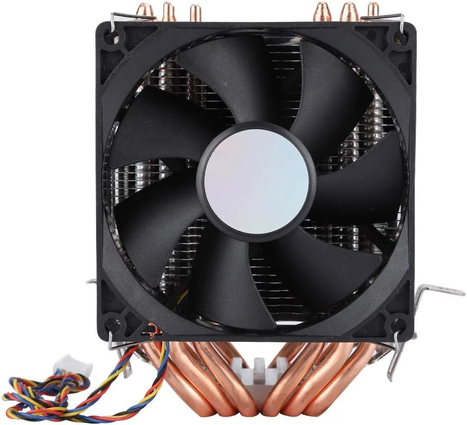 خنک کننده پردازنده XUMIUZIY با 4 پین و 6 لوله حرارتی، فن خنک کننده هوا دو برج بدون نور، خنک کننده پردازنده با لوله حرارتی 800-2200، کنترل دمای هوشمند و بی صدا برای کامپیوتر