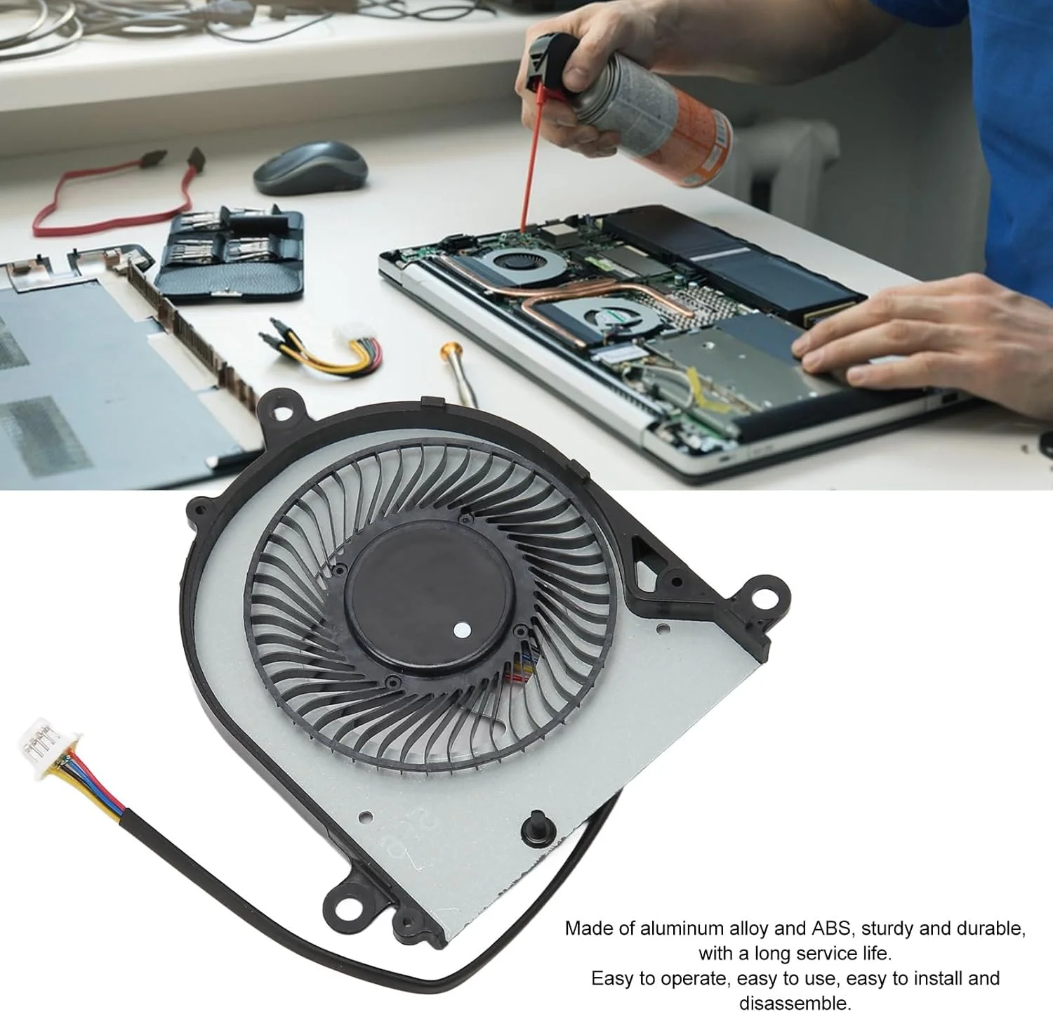 فن خنک کننده پردازنده لپ تاپ XUMIUZIY، خنک کننده پردازنده DC 5V با کانکتور برق 4 پین، فن خنک کننده پردازنده جایگزین برای لپ تاپ PS63 Modern 8RC 8SC MS‑16S1 (GPU)