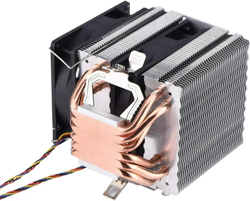 خنک کننده پردازنده XUMIUZIY با 4 پین و 6 لوله حرارتی، فن خنک کننده هوا دو برج بدون نور، خنک کننده پردازنده با لوله حرارتی 800-2200، کنترل دمای هوشمند و بی صدا برای کامپیوتر